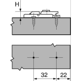 BLUM CLIP Montageplatte gerade, Spax-Schrauben, HV: Exzenter, Distanz 0 mm