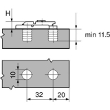 BLUM CLIP Montageplatte, Zink, gerade, Einpressen, HV: Exzenter, Distanz 0 mm