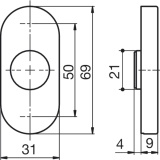 DORMA Drckerrosette PREMIUM 6620 -oval o. Hochhaltefeder, 20, 0 mm, Edst. matt
