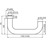DORMA Drckerlochteil PREMIUM 8100 - 20, 0 mm, Edelstahl matt