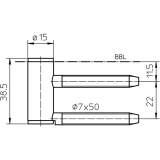 T�rband Rahmenteil V 4400 GL, Bandh�he 38,5 mm, Stahl verzinkt