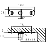 Zapfen DORMA PT24, � 15 mm, m. Anschraublasche , silber eloxiert (01.123)