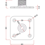 Befestigungplatte fr Dekorfu \"Torino\" 60x60 mm, Stahl