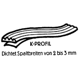 Dichtungsprofil selbstklebend, Typ K, Kunststoff wei, 1 Stck = 7,5 Meter