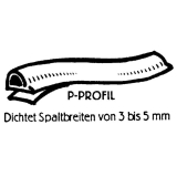 Dichtungsprofil selbstklebend, Typ P, Kunststoff wei, 1 Stck = 7,5 Meter