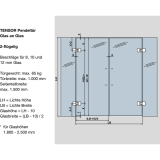 Pendelt�rbeschlag Tensor Glas-Glas, Feststellpunkt 90�, Edelstahl-Effekt