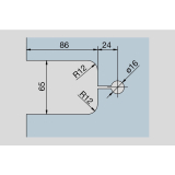Pendelt�rbeschlag Tensor Glas-Wand, Feststellpunkt 90�,Aluminium silber eloxiert