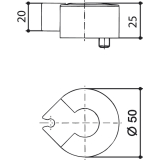 Trhalter mit Kunststoffklemm-Mechanismus und Puffer, Hhe 25 mm, silber elox.