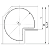 VAUTH-SAGEL RECORNER Eckschrank Drehbeschlag mit 3/4 Kreisbden,  820, KB 900