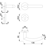 HOPPE Drckergt. ALTA - auf Ros. PZ, TS 39 - 47 Edelstahl