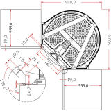 NINKA MONDO Eckschrank-Drehbeschlag Winkelfalttr 90 Grad, KB 900 mm