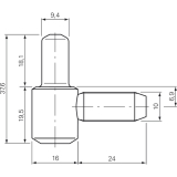 Einbohrband-Unterteil m. Zylinderkopf,  16 mm, Stahl verzinkt