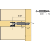 HETTICH RASTEX 15 Twister Einschraubdbel Direktgewinde, Bohr 5, Spannma 20
