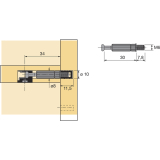 HETTICH RASTEX 15 Twister Einschraubdbel M6x7,8, Bohr 8/10, Spannma 30
