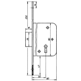 Einstemm-Riegelschloss 61005 tosisch, rechts, DM 50, gelb passiviert, Langstulp