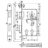 Einstemmschloss BMH 1015 PZW/2 PZ , links, DM 32/65, Edelstahl Stulp 24