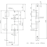 Einstemmschloss WC, rechts, DM 55, Entf. 78 mm, Stahl silber lackiert