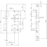 Einstemmschloss BMH PZW, links, DM 55, Stahl silber lackiert