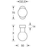 FSB T�rknopf 07 0802 - auf Ros. � 50 mm gerade, fest vernietet, Edelstahl