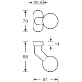 FSB T�rknopf 07 0846 - auf Ros., � 50 mm gekr�pft fest vernietet, silber elox.