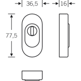 FSB SH-Zylinderrosette 73 3249 oval, 36, 5x77, 5x16 mm, Edelstahl matt