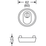 FSB SH-Zylinderrosette 73 7393,  62 mm, Hhe 15 mm, Edelstahl feinmatt