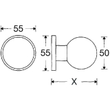 FSB Trknopf 23 0829 - auf Ros., 55mm fest - Stahltrgerplatte,Edst. feinmatt