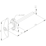 Stangenverschluss-Griffolive verschiedensperrend, 93 mm, Zinkdruckgu� verchromt