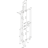 Tortreibriegel mit Totpunktstellung, links, Kasten 330 x 48 x 23 mm, verzinkt