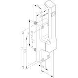 Trtreibriegel aufliegend Pfeil, eckig, rechts, Hub 23 mm, silber eloxiert