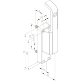 Trtreibriegel aufliegend Pfeil, schwer, rechts, Hub 23 mm, silber eloxiert