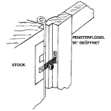 Fensterspreizel mit Eisenknopf, rechts, 50 mm, Stahl blank