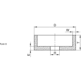 TYROLIT Schleiftopf Form 6 gerade Edelkorund 100 x 50 x 20 mm Korn 54