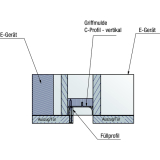 F�llprofil Aktor E-Ger�tebefestigung C-Profil vertikal, L 1150, Alu eloxiert