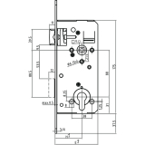 Fluchttrschloss 127 PA.D,EN 179/1125, 50/250 mm, Dorn 60 links,Edelstahl