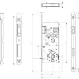 Magnetfallenschloss Cludo WC,DM 50,VK 8,5mm m. 4-fach verstellbarem Schlieblech