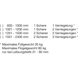 Schere OL 90 N Klappflgel auswrts, 0 - 30 mm, links, silber eloxiert