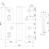 Aufschraubband B 1835 rechts, 100,2 x 86,4 x 3 mm, Edelstahl