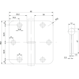 Aufschraubband B 1834 rechts, 80,3 x 82 x 2,5 mm, Edelstahl