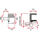 Glasbodentrger Alfa Stop zum Stecken, Bohr  5 mm, vernickelt