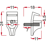 Glasbodentrger Andrea zum Stecken,Bohr  3 mm,Kunststoff transparent,VPE 1000ST