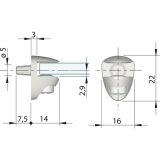 Glasbodentrger Cobra zum Stecken, Bohr  5 mm, vernickelt, VPE 100 ST