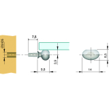 Glasbodentrger Dream zum Stecken, Bohr  3 mm, vernickelt, VPE 100 ST
