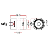 Glasbodentrger Gabi zum Anschrauben, mit Gummiauflage, vernickelt