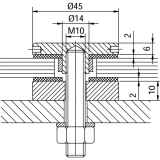 Glaspunkthalter Punkt 45, 8 - 20 mm Glas, Edelstahl