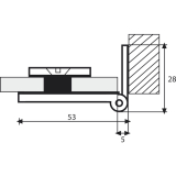 GBE 30 Glast�rscharnier, Glas 6-8 mm; 45x30 mm, Messing verchromt matt