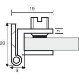 H25/R5 Glast�rscharnier, Glas 4-6; 19x25mm, Messing verchromt poliert