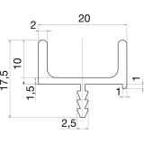 Griffleiste Aella L�nge 2500 mm, abl�ngbar, Aluminium silber eloxiert