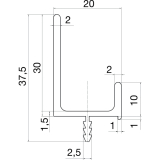 Griffleiste Aigina L�nge 2500 mm, abl�ngbar, Aluminium natur eloxiert