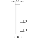 Endst�ck Akrete f�r Griffleiste abl�ngbar rechts, Kunststoff silberfarbig